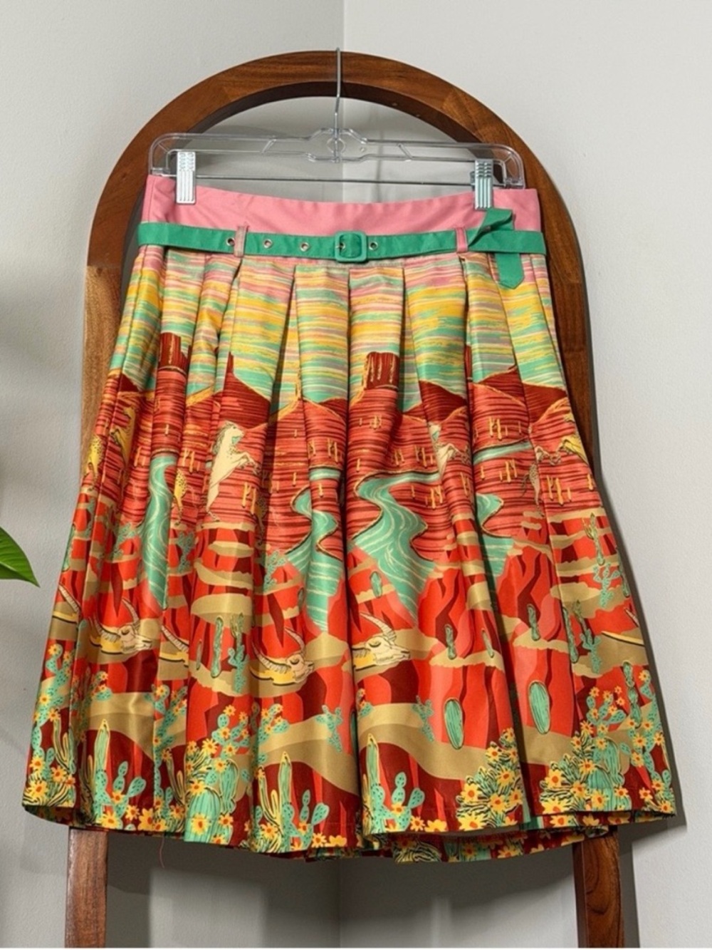 Lindy Bop 8 Desert Sunset Western Belted Pleated Skirt